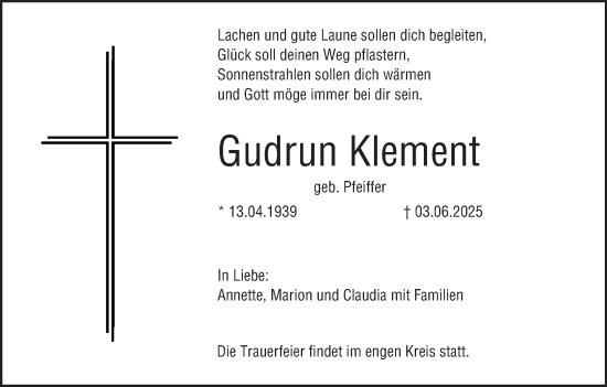 Anzeige von Gudrun Klement von MGO