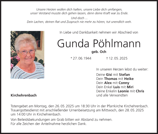 Anzeige von Gunda Pöhlmann von MGO