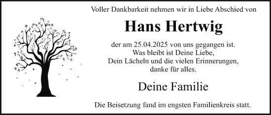 Anzeige von Hans Hertwig von MGO