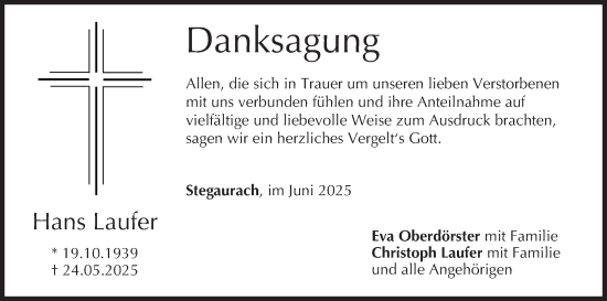 Anzeige von Hans Laufer von MGO