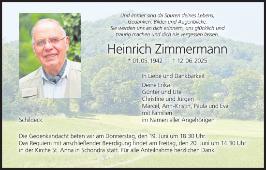 Anzeige von Heinrich Zimmermann von MGO