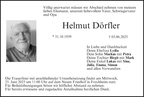 Anzeige von Helmut Dörfler von MGO