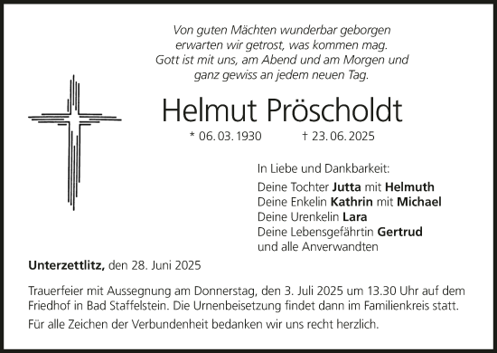 Anzeige von Helmut Pröscholdt von MGO