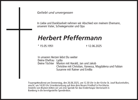 Anzeige von Herbert Pfeffermann von MGO
