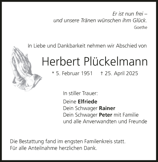 Anzeige von Herbert Plückelmann von MGO
