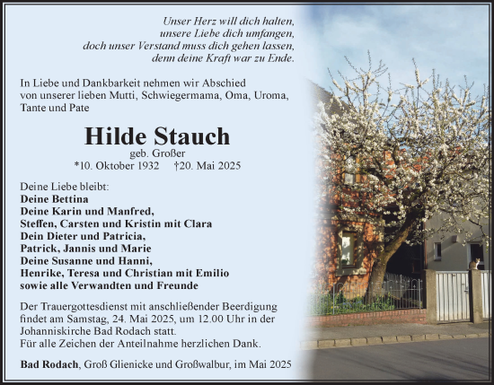 Anzeige von Hilde Stauch von MGO