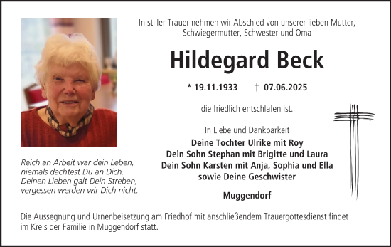 Anzeige von Hildegard Beck von MGO