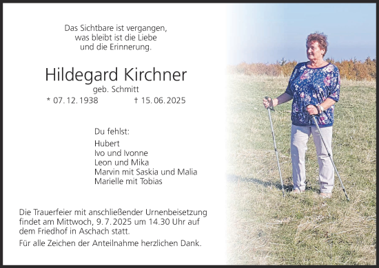 Anzeige von Hildegard Kirchner von MGO