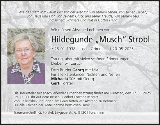 Anzeige von Hildegunde Strobl von MGO