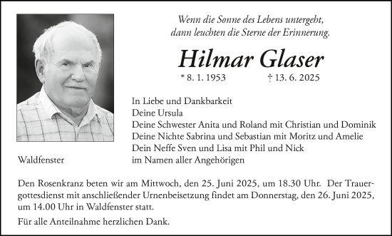Anzeige von Hilmar Glaser von MGO