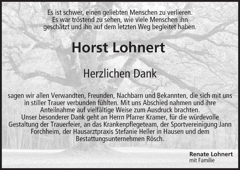  Traueranzeige für Horst Lohnert vom 14.06.2025 aus MGO