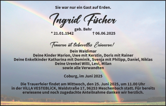 Anzeige von Ingrid Fischer von MGO