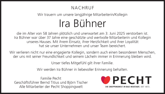 Anzeige von Ira Bühner von MGO