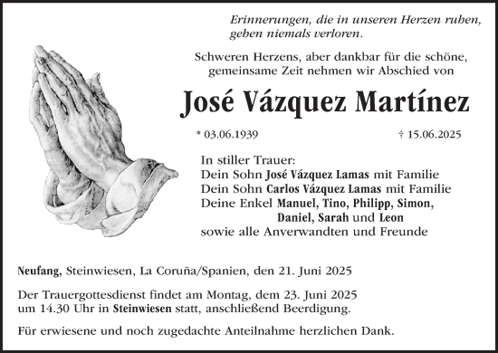 Anzeige von Jose Vazquez Martinez von MGO