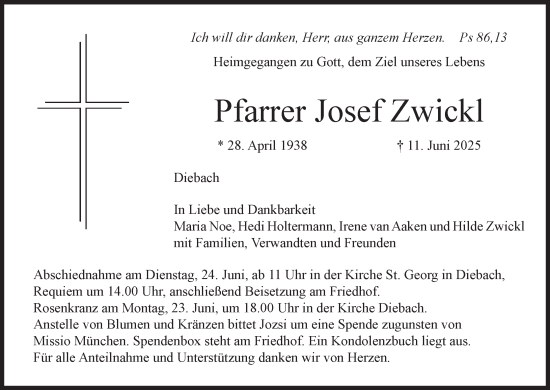 Anzeige von Josef Zwickl von MGO