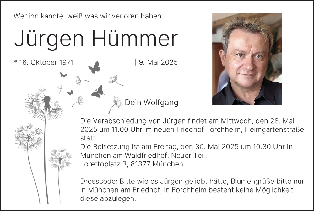  Traueranzeige für Jürgen Hümmer vom 24.05.2025 aus MGO