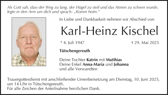 Anzeige von Karl-Heinz Kischel von MGO