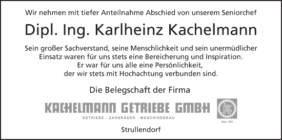 Anzeige von Karlheinz Kachelmann von MGO