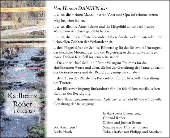 Anzeige von Karlheinz Rößer von MGO