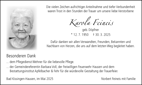 Anzeige von Karola Feineis von MGO