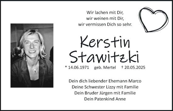 Anzeige von Kerstin Stawitzki von MGO