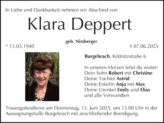 Anzeige von Klara Deppert von MGO