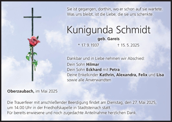 Anzeige von Kunigunda Schmidt von MGO