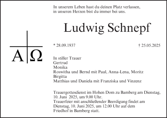 Anzeige von Ludwig Schnepf von MGO