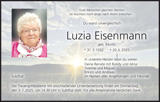 Anzeige von Luzia Eisenmann von MGO