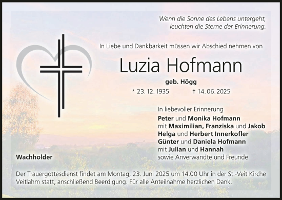 Anzeige von Luzia Hofmann von MGO