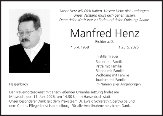Anzeige von Manfred Henz von MGO