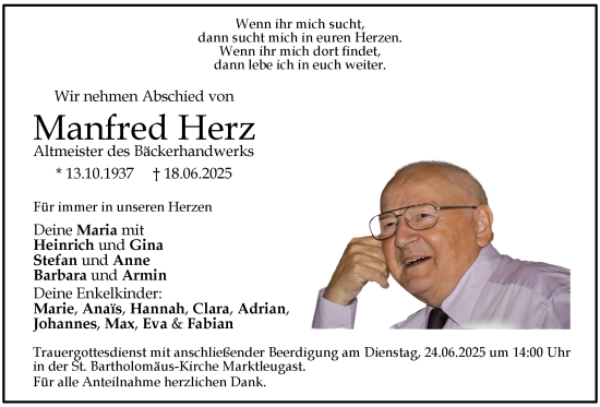 Anzeige von Manfred Herz von MGO