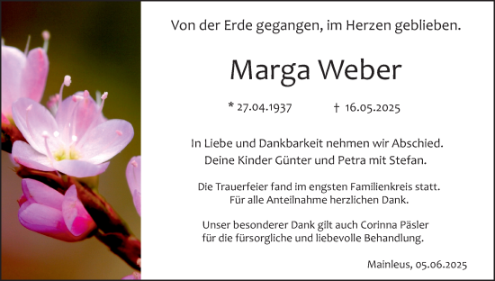 Anzeige von Marga Weber von MGO