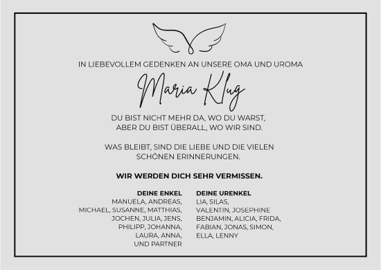 Anzeige von Maria Klug von MGO