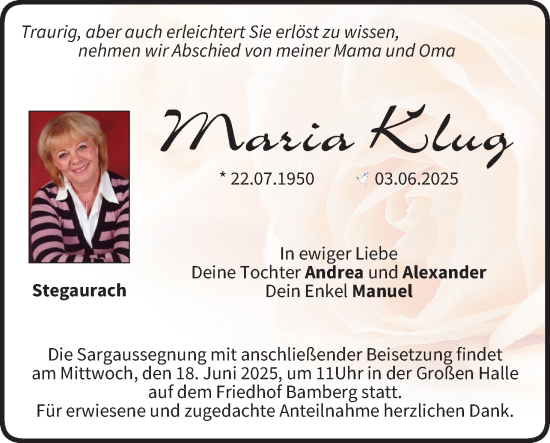 Anzeige von Maria Klug von MGO