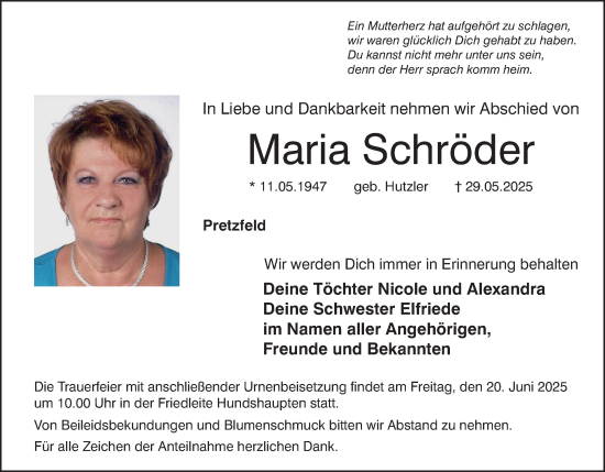 Anzeige von Maria Schröder von MGO