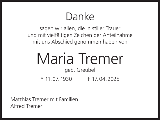 Anzeige von Maria Tremer von MGO