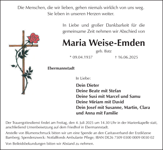 Anzeige von Maria Weise-Emden von MGO