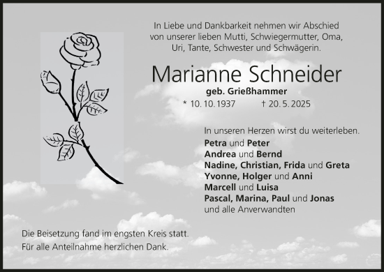Anzeige von Marianne Schneider von MGO