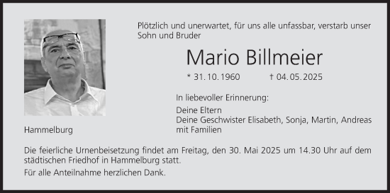 Anzeige von Mario Billmeier von MGO