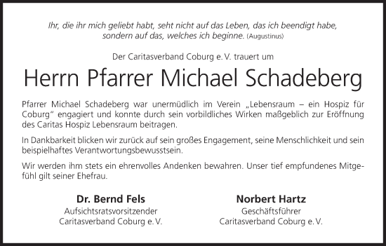 Anzeige von Michael Schadeberg von MGO