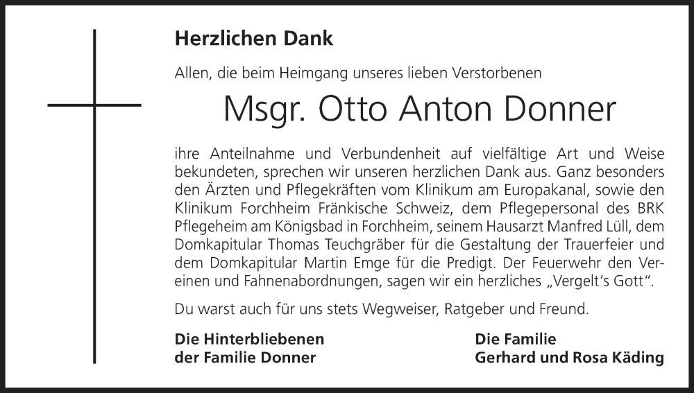  Traueranzeige für Otto Anton Donner vom 07.06.2025 aus MGO