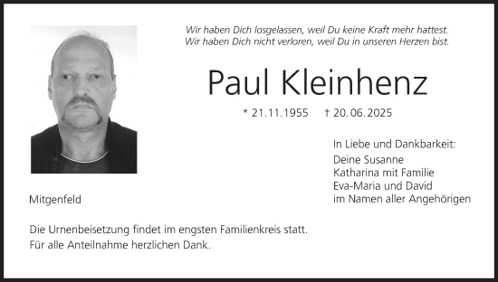 Anzeige von Paul Kleinhenz von MGO