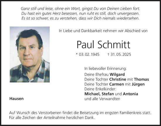 Anzeige von Paul Schmitt von MGO