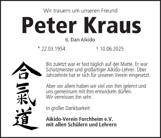 Anzeige von Peter Kraus von MGO