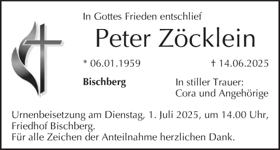 Anzeige von Peter Zöcklein von MGO