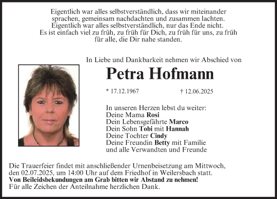 Anzeige von Petra Hofmann von MGO