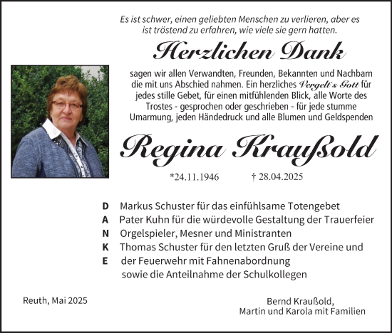 Anzeige von Regina Kraußold von MGO