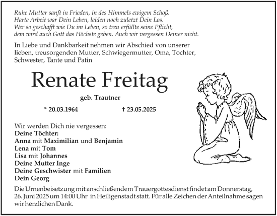 Anzeige von Renate Freitag von MGO