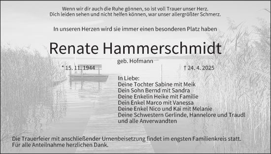 Anzeige von Renate Hammerschmidt von MGO
